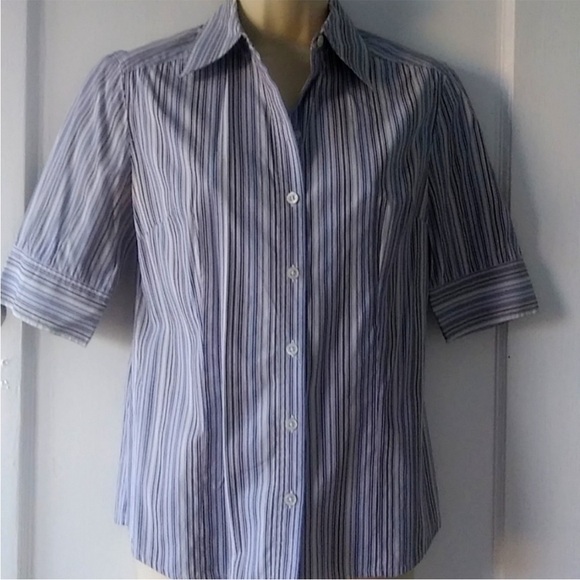 Express Blue and White Striped Shirt Size 2 - Picture 2 of 4